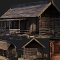 Traditional Ancient Wooden Building With Sloped Roof Porch Wooden Fence And Interior Details