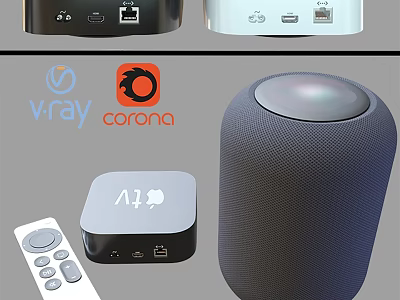 Modern Smart Home Daily Electrical Appliances Including Speaker Set Top Box And Remote Control 3d model
