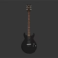Black Electric Guitar With Brown Neck Strings Knobs And Gradient Background Highlighting Main Body 3d model