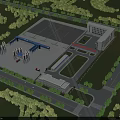 Modern Industrial Factory With Large Scale Building Surrounding Greenery And Roads