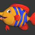 Colorful Stuffed Fish Doll With Yellow Blue Red Stripes And Smiling Face