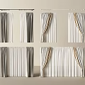 Striped Draped Curtains Various Styles for Home Decor and Interior Design 3d model