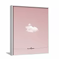 Pink Background Decorative Poster With White Cloud And Signature At Bottom