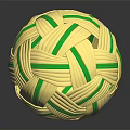 Handwoven Sports Equipment Ball With Yellow And Green Stripes And Woven Texture