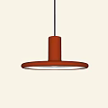 Red Modern Pendent Light With Cylindrical Stem And Circular Shade 3d model