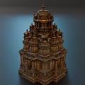 Traditional Indian Temple Architectural Design With Intricate Stone Carvings And Tower Structure