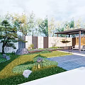 Modern Courtyard Garden 3d model