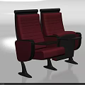 Modern Red Leisure Chairs With Armrests And Tablet Arms Black Frames 3d model