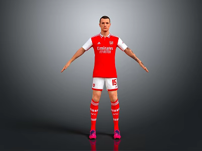 Arsenal Football Equipment Set With Red Jersey Shorts Socks And Pink Cleats 3d model