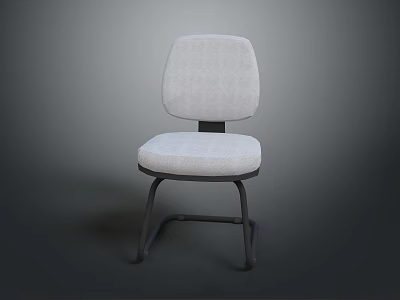 Simple Light Gray Fabric Chair With Metal Legs And Backrest Seat 3d model