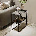 Modern Black Side Table With Metal Frame And Books For Living Room Sofa Area