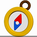 Toy Compass With Yellow Case Red And Blue Pointer White Dot Brown Loop Top