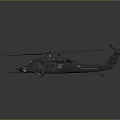 3D Rendered Military Helicopter With Large Rotors Dark Fuselage And Gray Gradient Background
