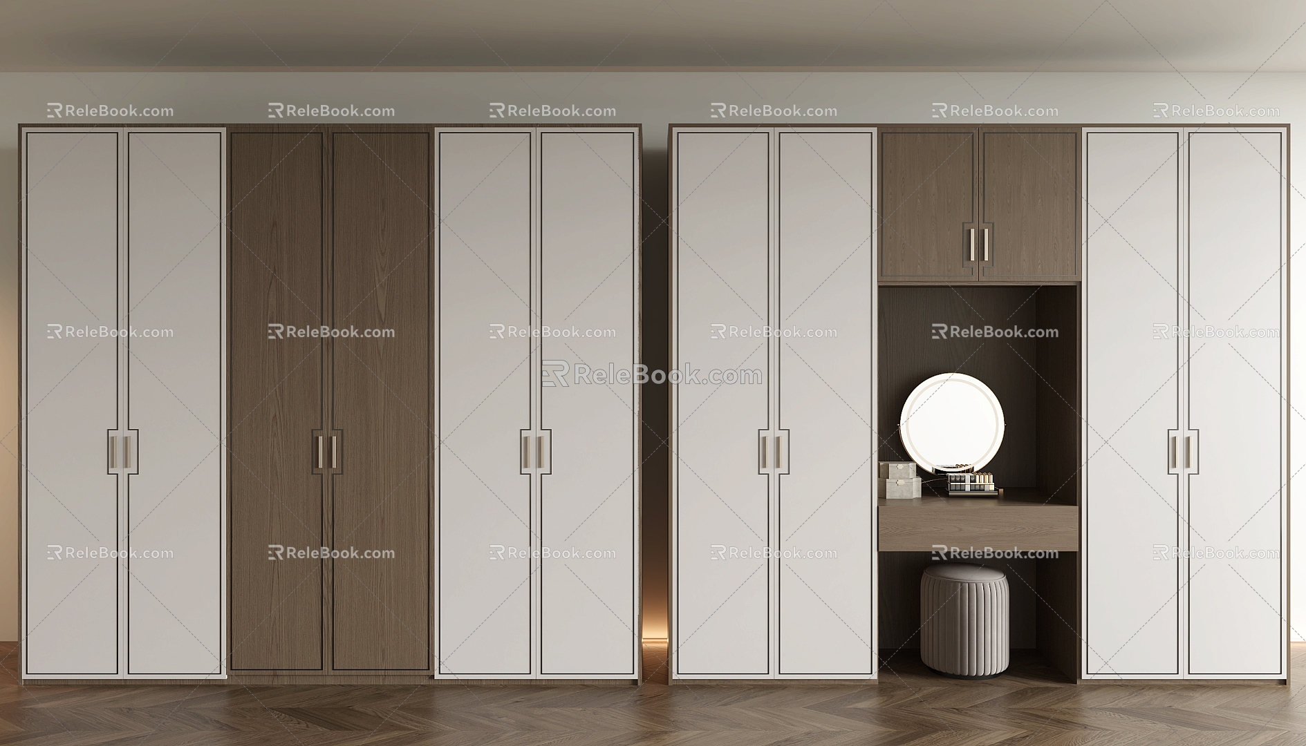 New Chinese Style Wardrobe Dressing and Makeup Integrated Wardrobe 3d model