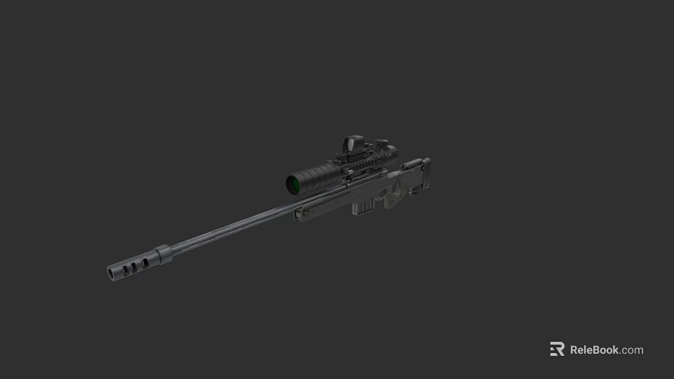 Tactical Black Sniper Rifle With Scope And Long Metal Barrel Design 3d model 