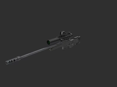 Tactical Black Sniper Rifle With Scope And Long Metal Barrel Design 3d model