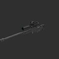 Tactical Black Sniper Rifle With Scope And Long Metal Barrel Design