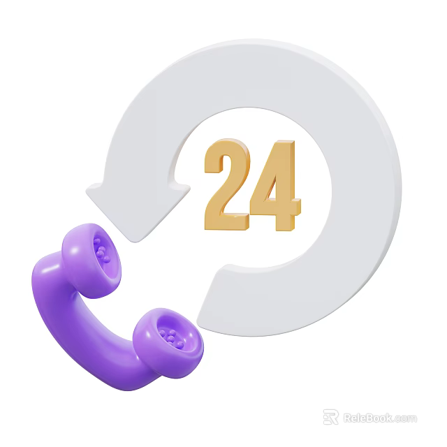 Modern Ornament Decoration Set with Purple Telephone Golden 24 Number White Circular Arrow Decorative Design 3d model 