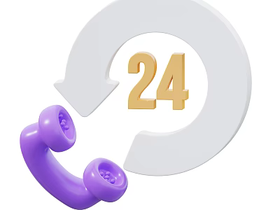 Modern Ornament Decoration Set with Purple Telephone Golden 24 Number White Circular Arrow Decorative Design 3d model
