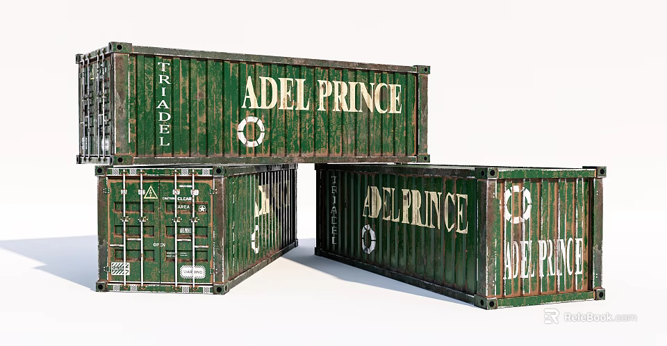 Green Adel Prince Container Building With Stacked Modular Structure Design 3d model 