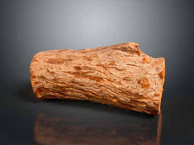 Natural Raw Wood Log Showcasing Detailed Texture And Brown Surface 3d model