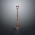 Vintage Shovel With Wooden Handle And Metal Blade On Dark Background