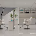 Modern Beauty Salon Interior With White Chairs Round Mirrors And Plants