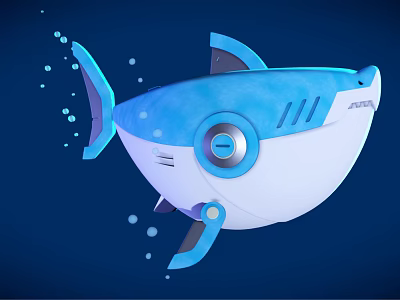 Shark Shaped Blue And White Electric Toy For Kids Water Play Fun 3d model