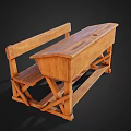 Rustic Wooden Furniture Bench With Sturdy Crossed Legs And Solid Design