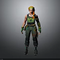 Stylized 3D Female Character With Orange Braided Hair Green Utility Outfit And Wrist Guards