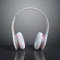 White Over Ear Headphones With Red Stripes Sleek Design And Dark Background