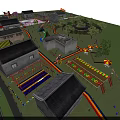 Outdoor Playground Equipment In Traditional Village With Colorful Slides Climbing Frames And Trees