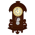 Traditional Wall With Ornate Wooden Clock Featuring White Dial And Decorative Carvings