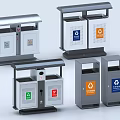 Public Facilities Modern Classified Trash Bins with Different Recycling and Waste Classification Signs and Metal Design