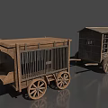 Multiple Different Styles of Vintage Wooden Carts in 3D Model Design
