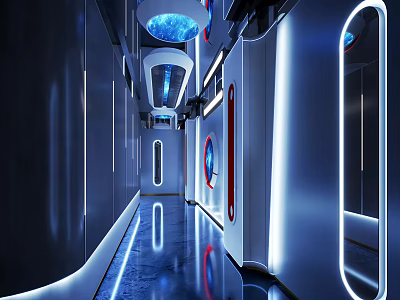 Futuristic KTV Interior With Neon Lights And Hi Tech Elements 3d model