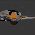 Futuristic Silver And Orange Spacecraft With Streamlined Design For Interstellar Travel