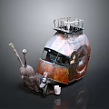 Vintage Snail Shaped Vehicle With Metallic Shell Antenna And Cage Top