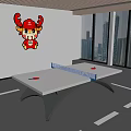 Modern Indoor Ping Pong Table With Cartoon Decoration And City View Windows