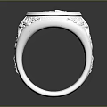 Fashionable Silver Men's Ring With Intricate Engraved Design And Decorative Band