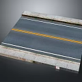 Standard Road Section With Yellow Center Line White Lane Markings And Curb Stones