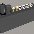 Contemporary Kitchen Storage Counter With Silver Containers And Colorful Spice Bowls