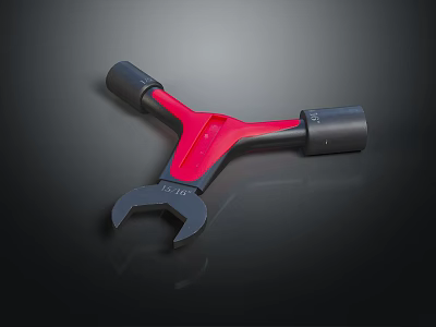 Professional Hardware Tool Y Shaped Red Black Wrench for Mechanical Repairs 3d model