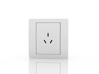 White Wall Mounted Three Prong Electrical Socket With Modern Design For Daily Household Use 3d model