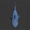 Detailed Blue Shark Figure With Open Mouth Sharp Teeth And Red Blood