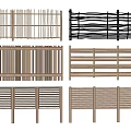 Modern Wooden Railing Designs With Horizontal Vertical Slat And Pattern Variations 3d model