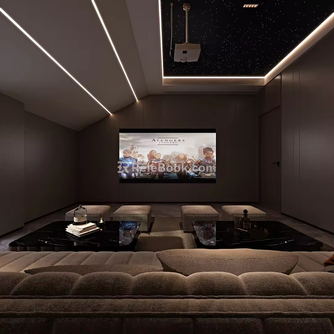 Modern AV Room Home AV Room Projector Massage Chair 3d model