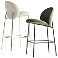 Modern Bar Stools Featuring Gold And Black Metal Frames With Upholstered Seats 3d model