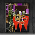 Abstract Painting With Geometric Shapes Gold Beige Tones And Layered Textured Composition
