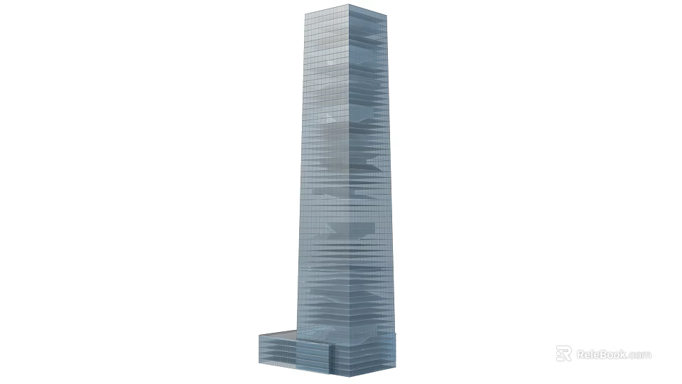 Modern Tall Office Building With Glass Curtain Wall And Contemporary Design 3d model 